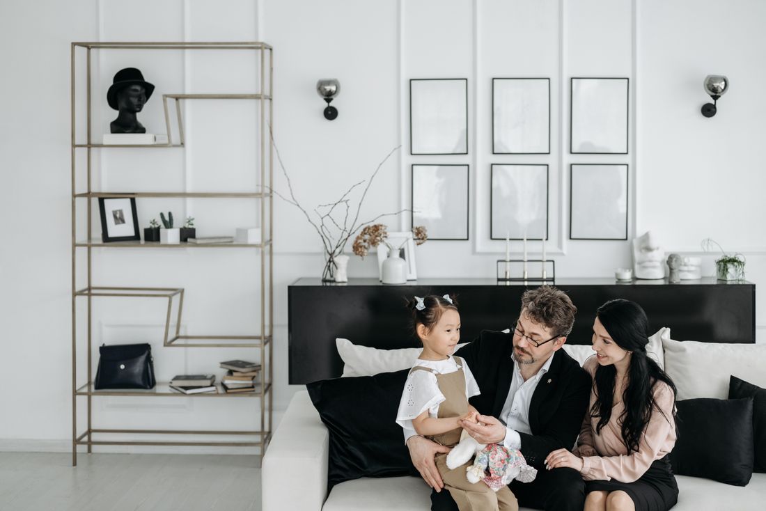 Family in clean home